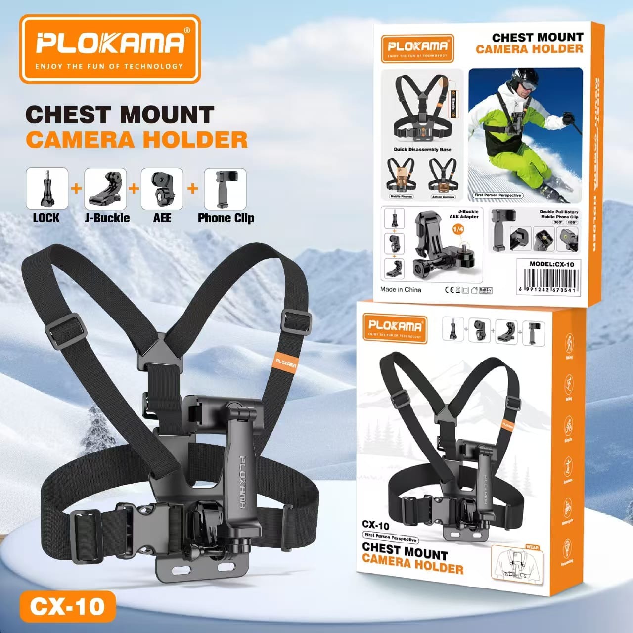 PLOKAMA CX10 360° Action Camera & Phone Chest Mount Holder - Image 5